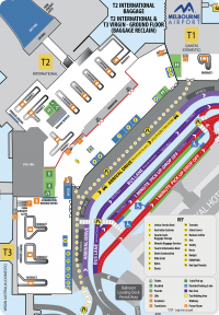 Схема 1-го этажа международного Терминала 2 аэропорта Melbourne International Airport